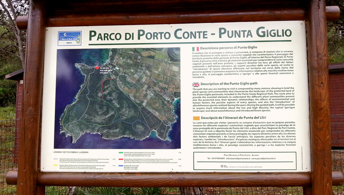 Der Parco di Porto Conte ist gut beschildert (© Redaktion - Portanapoli.com)